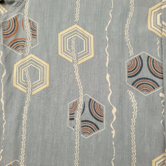 Tommy Bahama Blue-Gray Geometric Silk Shirt size Large - Picture 9 of 15